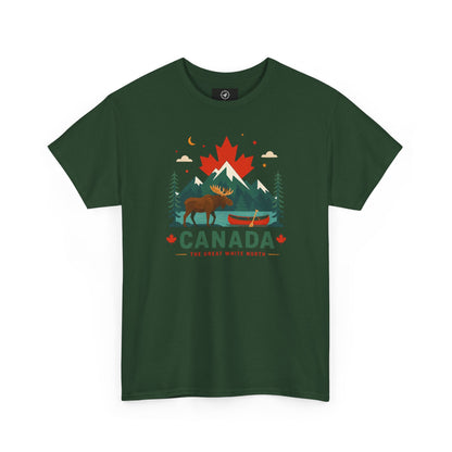 Short-sleeve T-shirt in deep green with Canada camping graphic on front