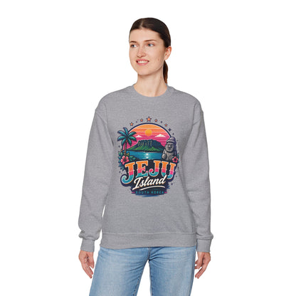 Sport grey graphic sweatshirt with colorful JEJU Island front print