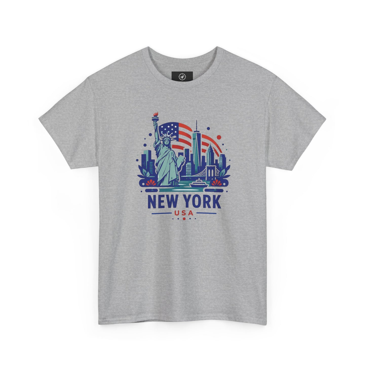 Sport grey T-shirt with Statue of Liberty graphic and “NEW YORK USA” text