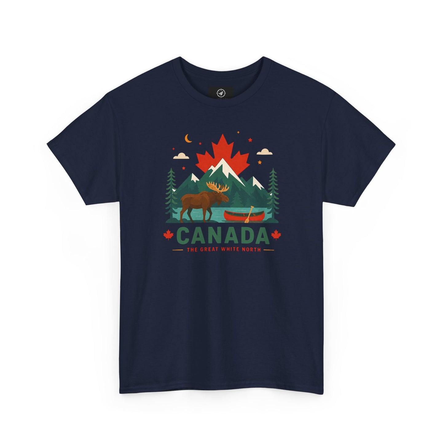 Short-sleeve T-shirt in navy blue with Canada camping graphic on front