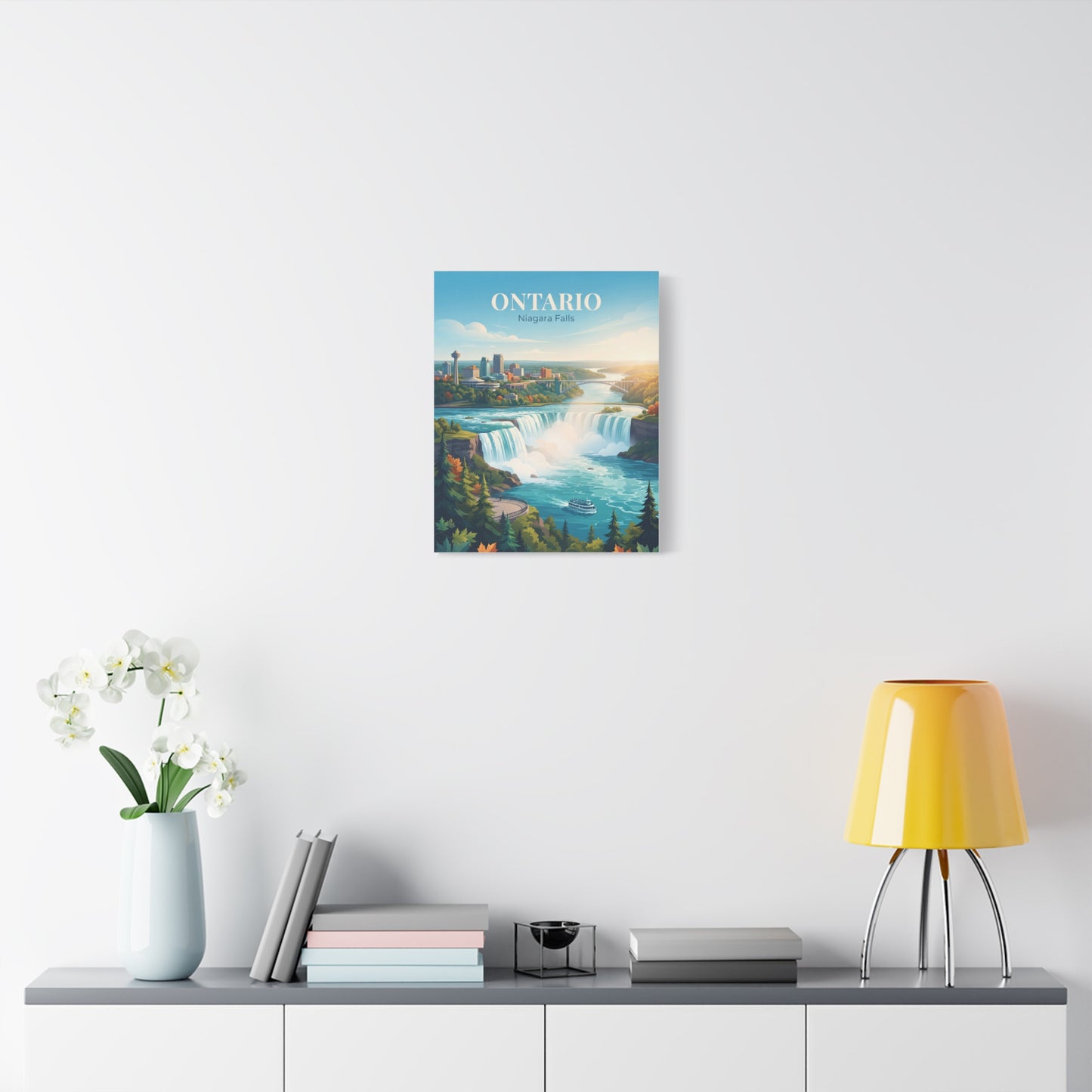 Ontario Niagara Falls canvas wall art featuring Niagara Falls scene with ONTARIO header