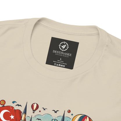 Natural Istanbul graphic tee showing back collar label and partial Turkey print