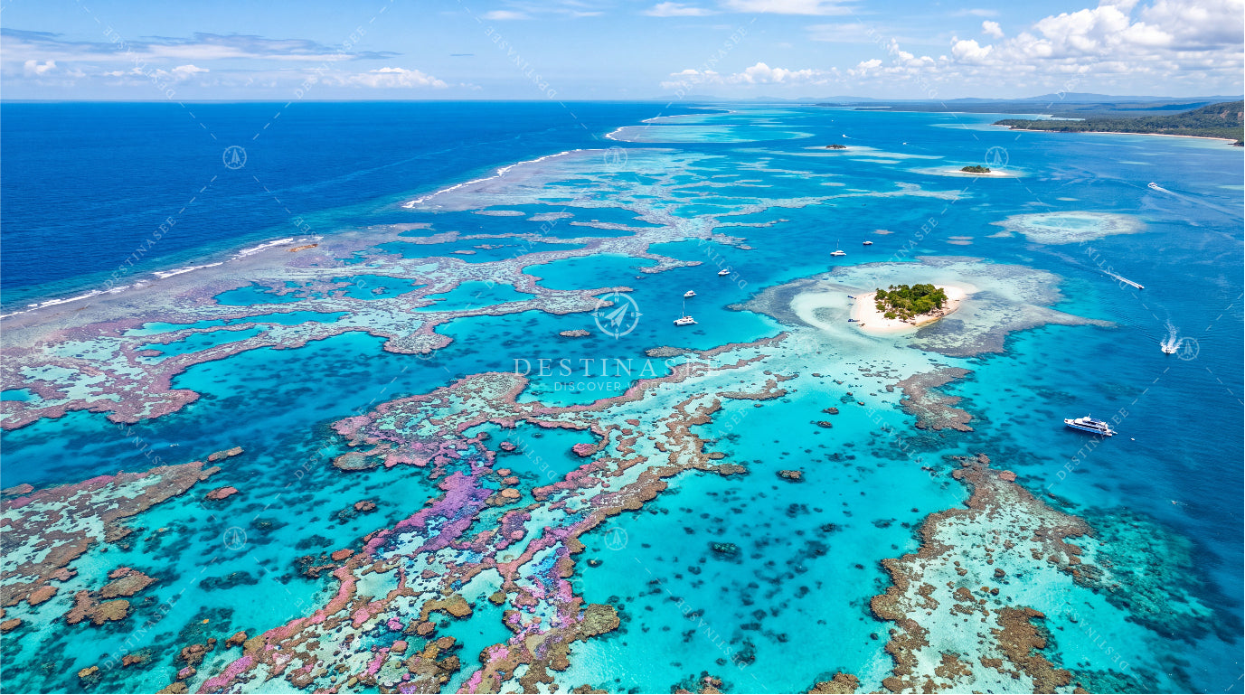 Great Barrier Reef desktop wallpaper: turquoise ocean with vivid coral reef patterns