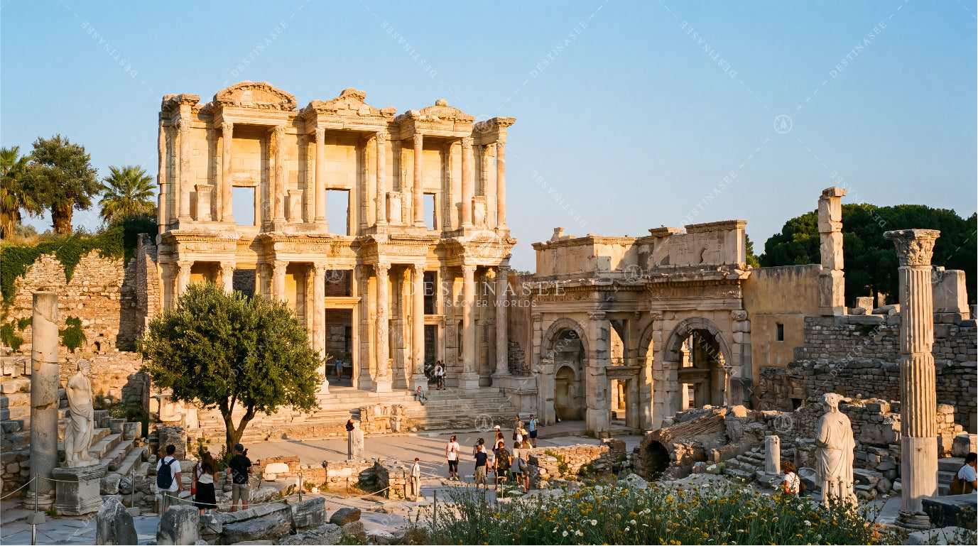 Turkey desktop wallpaper with ancient stone ruins, columns, and archways