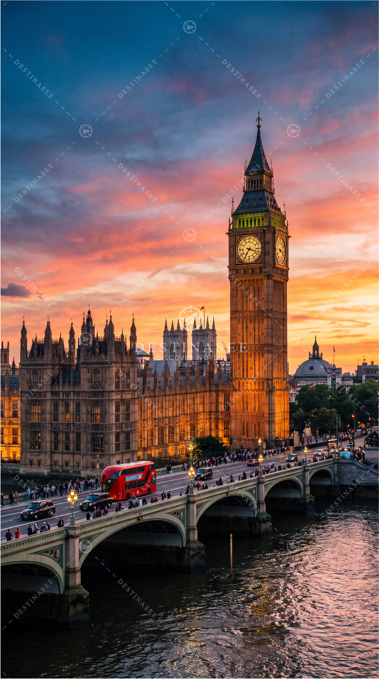 UK mobile wallpaper with Big Ben tower and Thames bridge