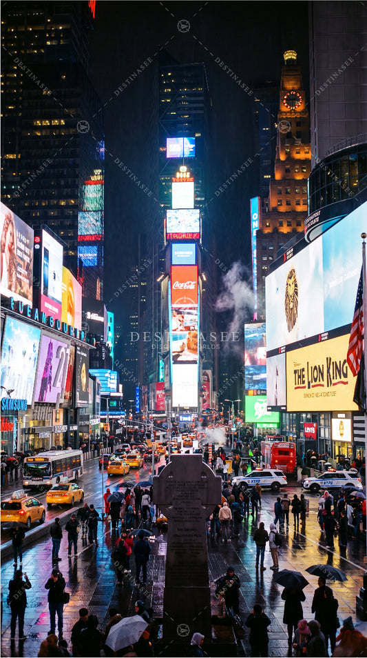Times Square USA mobile wallpaper with bright billboards and busy city street view